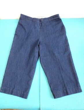 Alfred Dunner Womens Capri Crop Denim Pants Elastic Waist Pull On 12P
